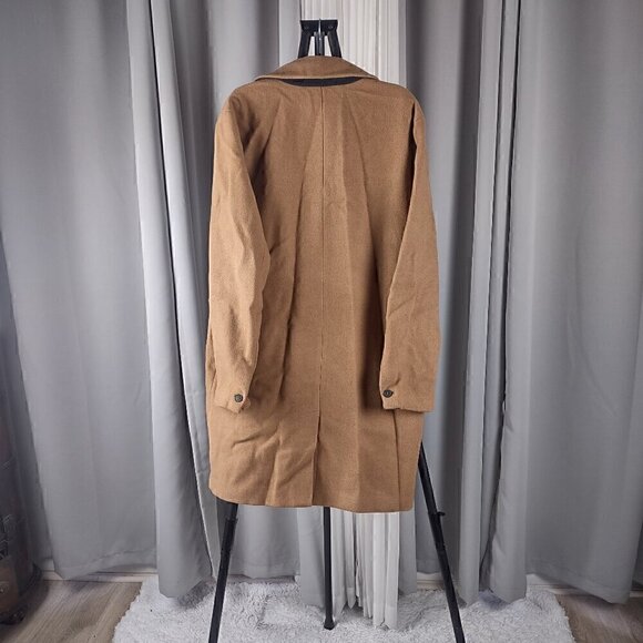 Urban Outfitters Men's Wool Blend Brown 3 Button 2 Pocket Trench Coat Size Large - Picture 3 of 15